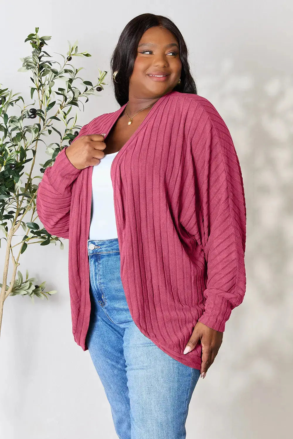 Basic Bae Full Size Ribbed Cocoon Cardigan  Style Ratio