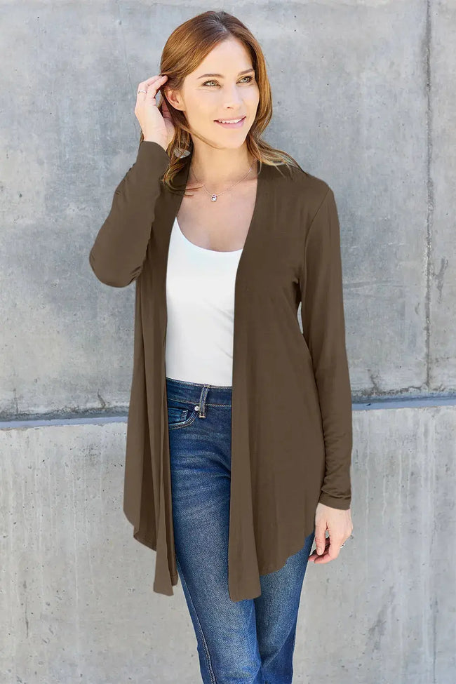 Basic Bae Full Size Open Front Long Sleeve Cardigan  Style Ratio