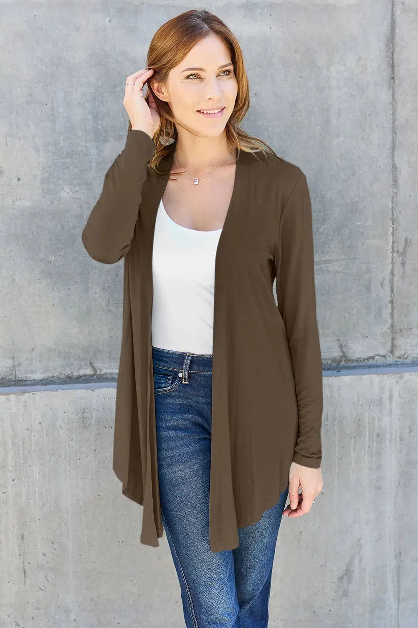 Basic Bae Full Size Open Front Long Sleeve Cardigan  Style Ratio