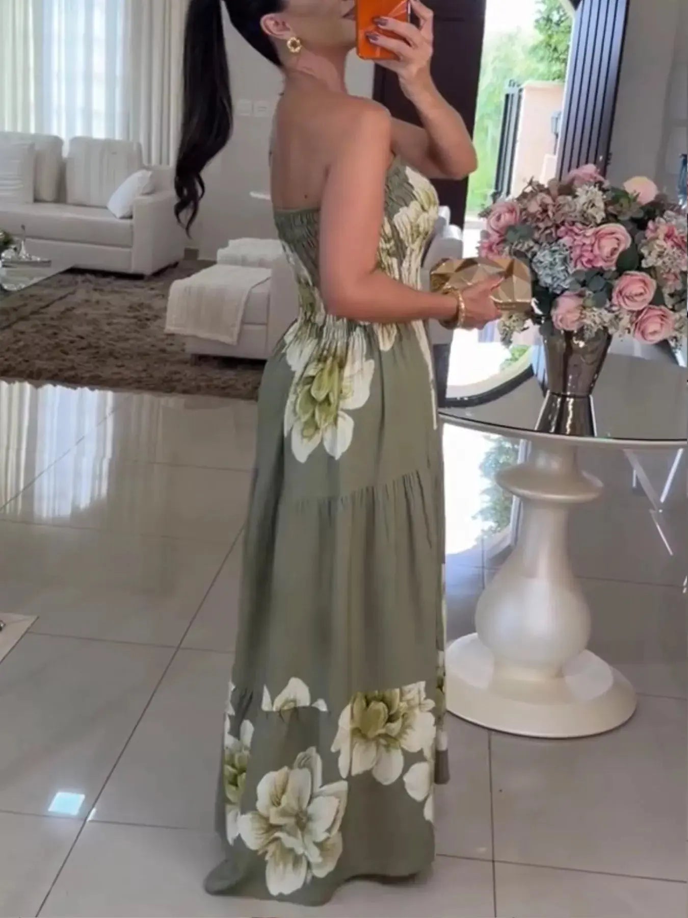 Floral Print Smocked Tube Maxi Dress  Style Ratio