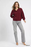 Umgee Linen Long Sleeves Elastic Hem Blouse  Style Ratio
