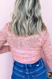 Lace Flower Round Neck Long Sleeve Top  Style Ratio