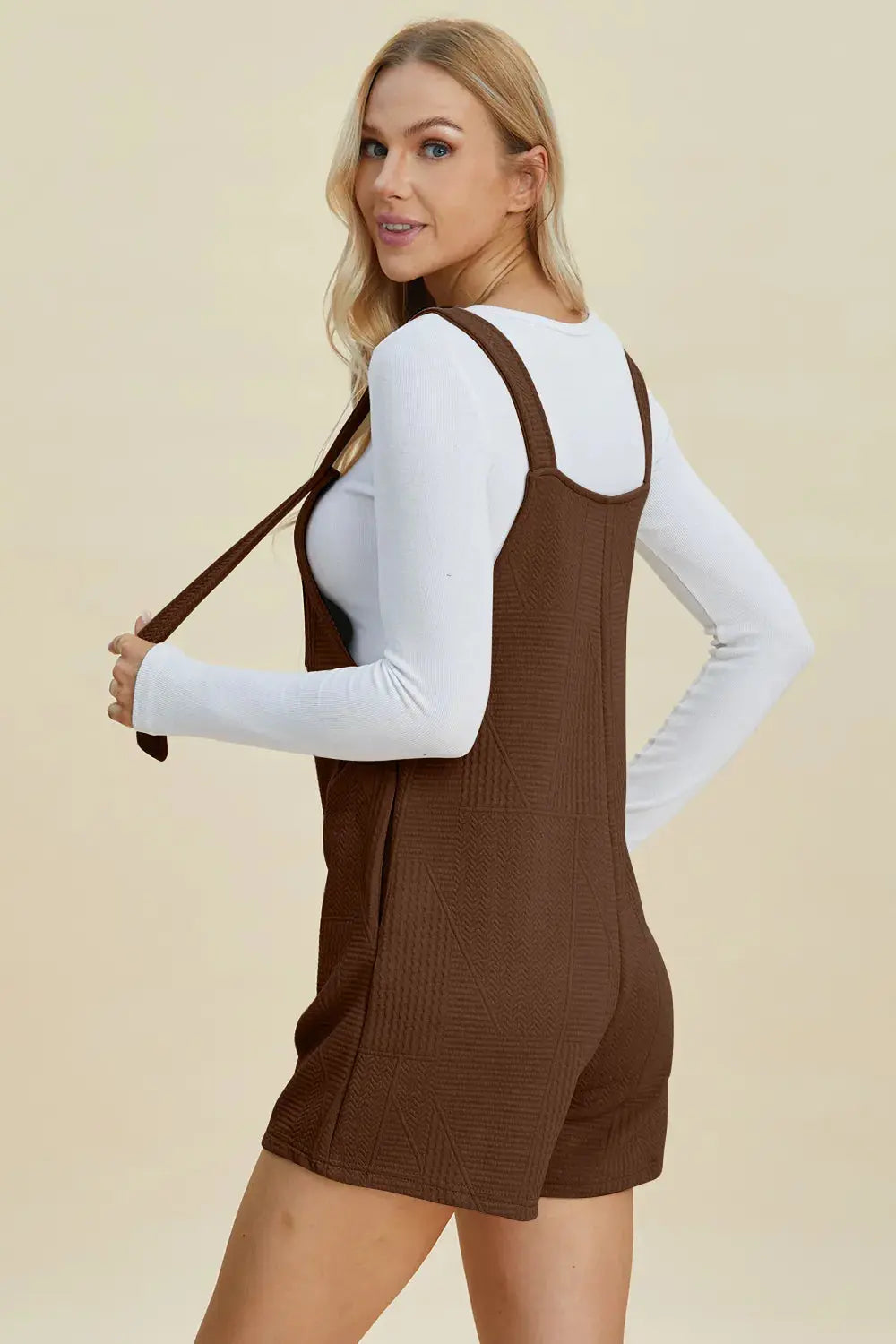 Double Take Full Size Texture Sleeveless Romper  Style Ratio