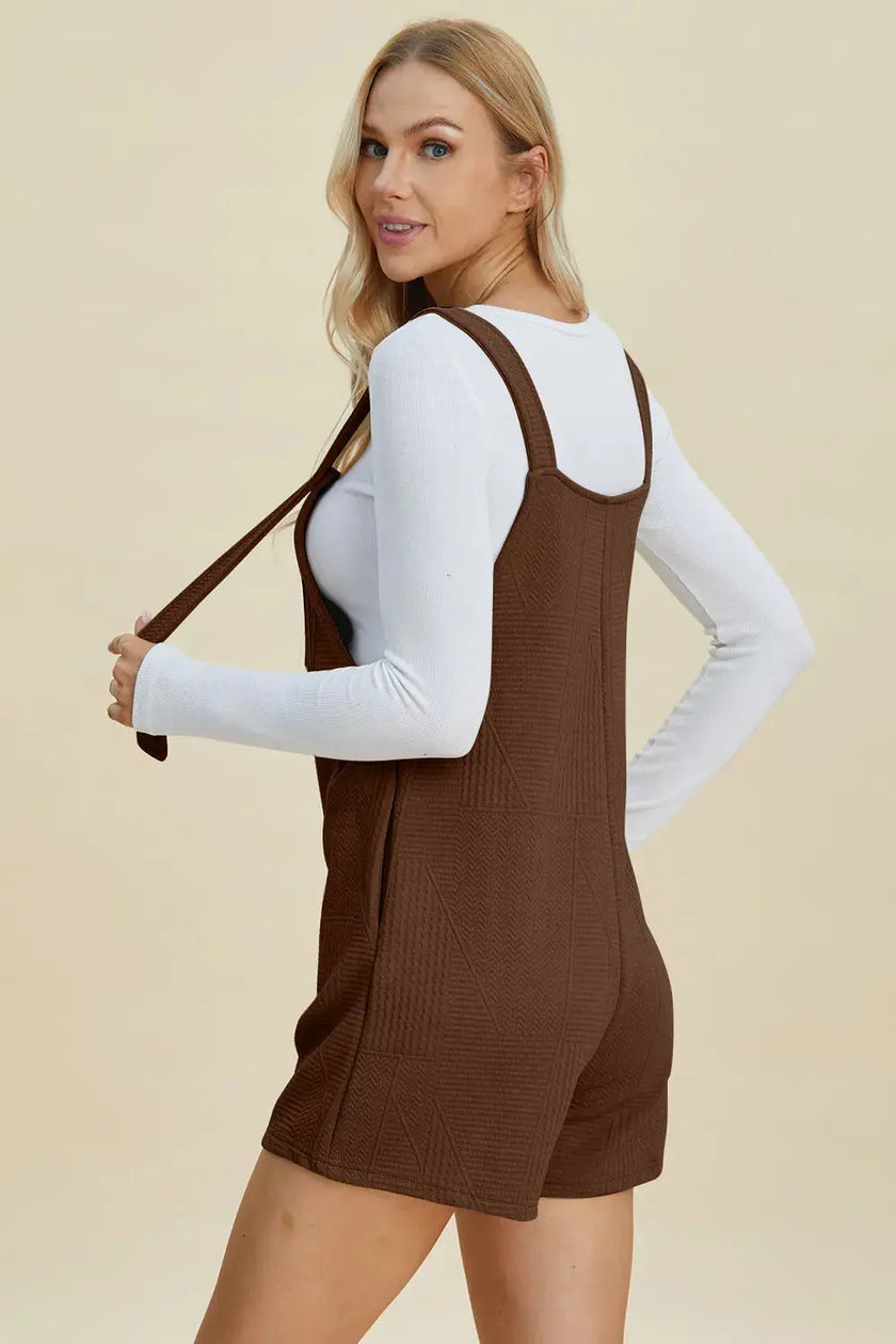Double Take Full Size Texture Sleeveless Romper  Style Ratio