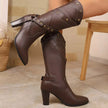 Riveted Criss-Cross Strap Heeled Boots  Style Ratio