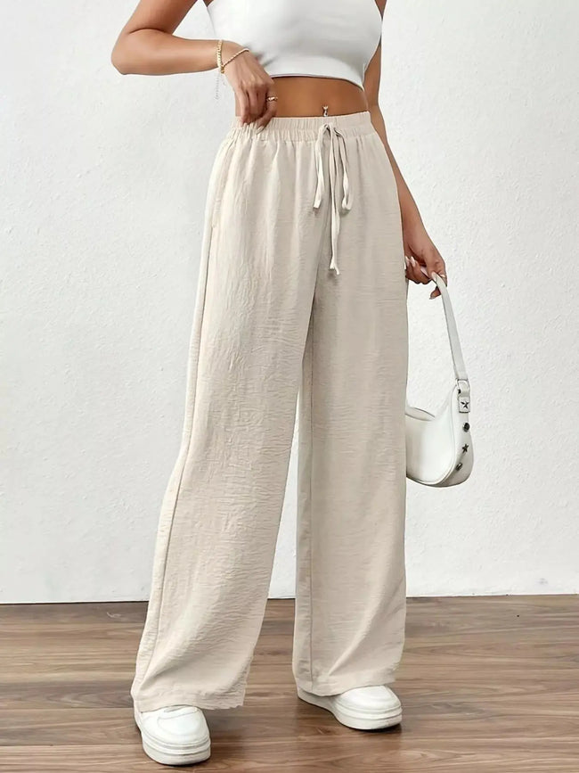 Casual Drawstring Wide Leg Pants  Style Ratio