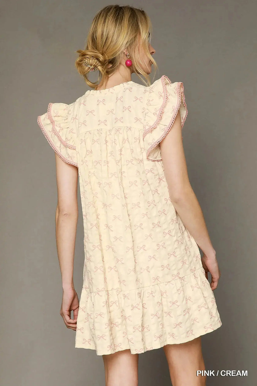 Umgee Bow Print Ruffled Cap Sleeve Mini Dress  Style Ratio