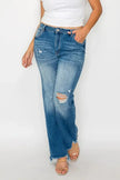 bytos Full Size Raw Hem Distressed Mid Rise Straight Jeans  Style Ratio