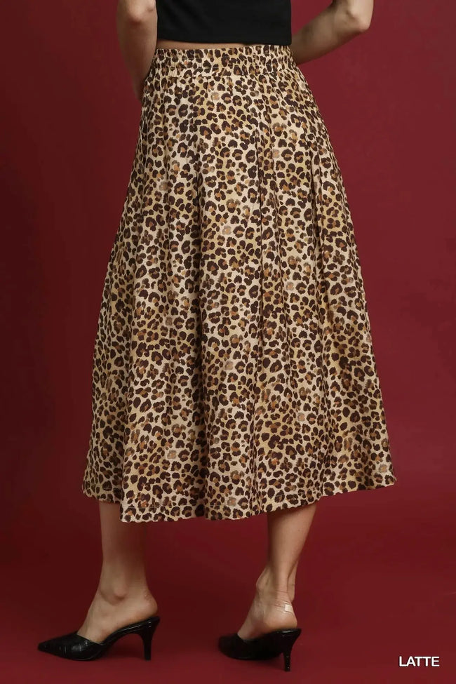 Umgee Drawstring Leopard Midi Skirt  Style Ratio