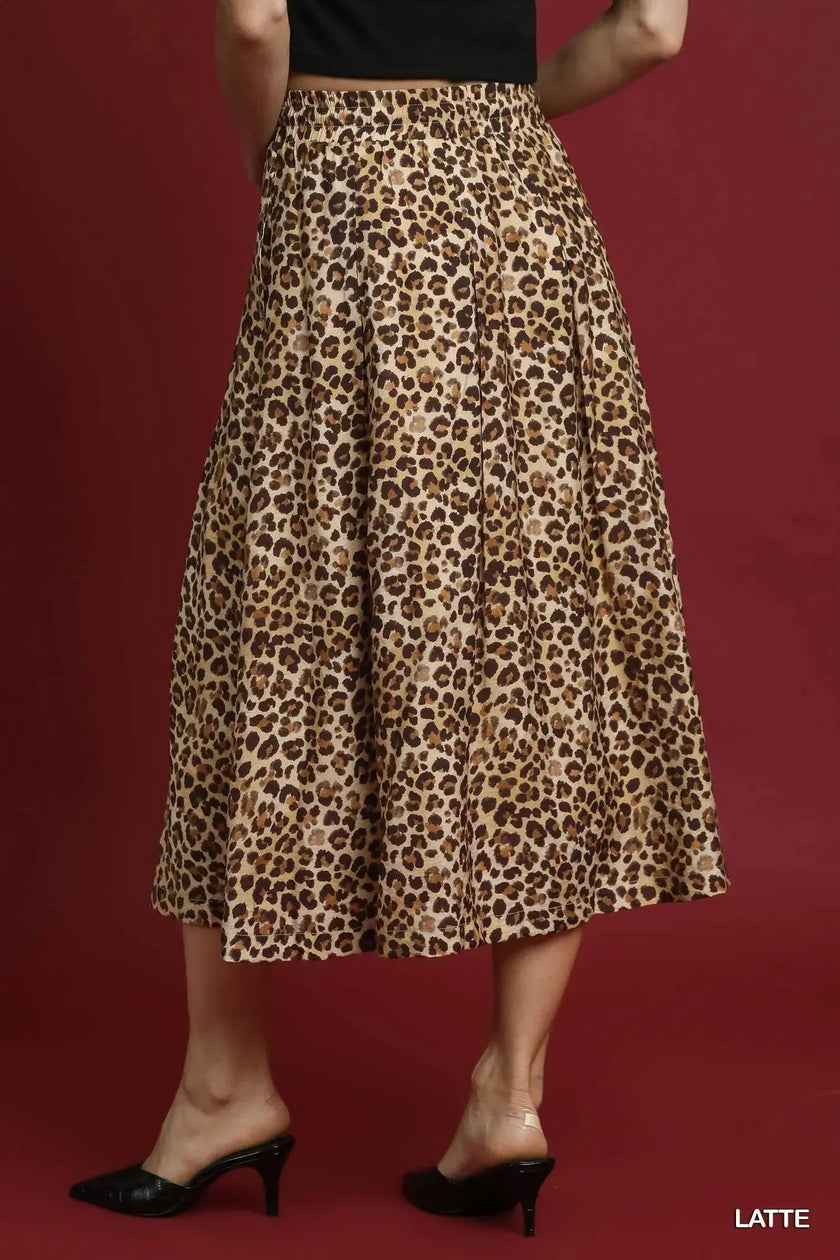 Umgee Drawstring Leopard Midi Skirt  Style Ratio