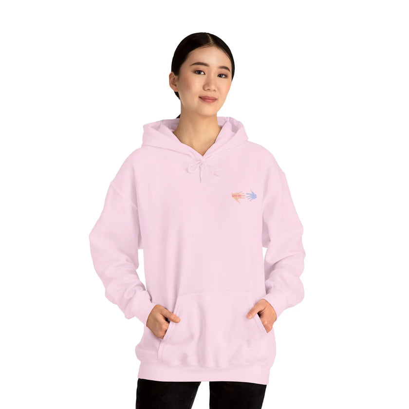 Neurospicy: Colorful Hands w/Words & Butterflies Design Hoodie  Style Ratio