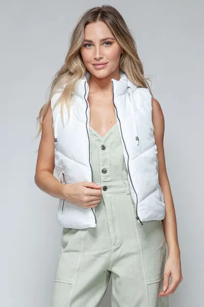 Snobbish Zip Up Quilted Hooded Vest  Style Ratio