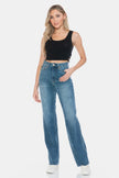 Judy Blue Full Size Tummy Control Cut Raw Hem Straight Jeans  Style Ratio