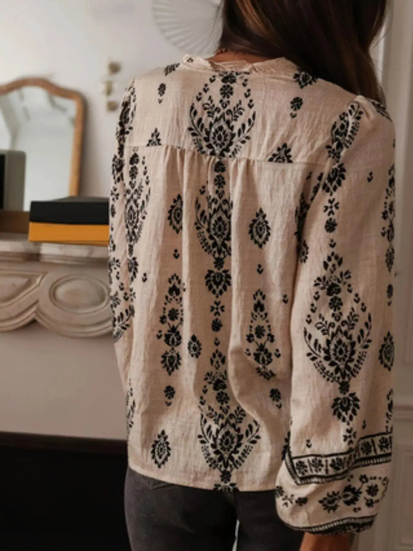 Vintage Print Long Sleeve Shirt  Style Ratio