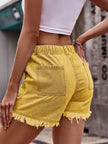 Denim Drawstring Raw Hem Denim Shorts  Style Ratio