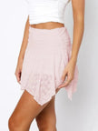 Asymmetric Hem Lace Ruffle Mini Skirt  Style Ratio
