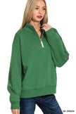 Zenana Fleece Half Zip Sweatshirt  Style Ratio