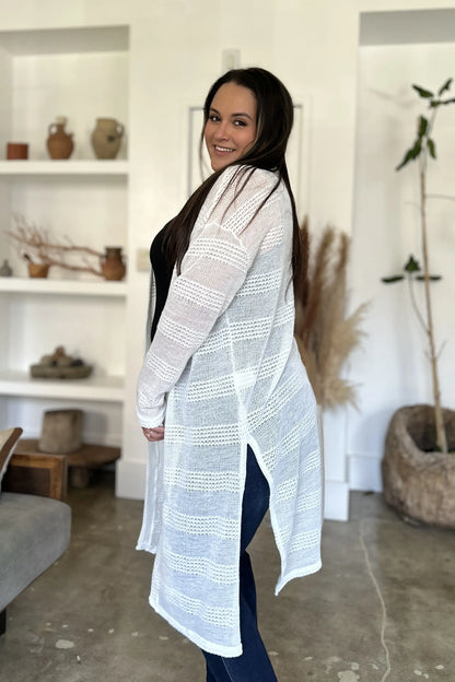 Double Take Open Front Longline Cardigan Trendsi