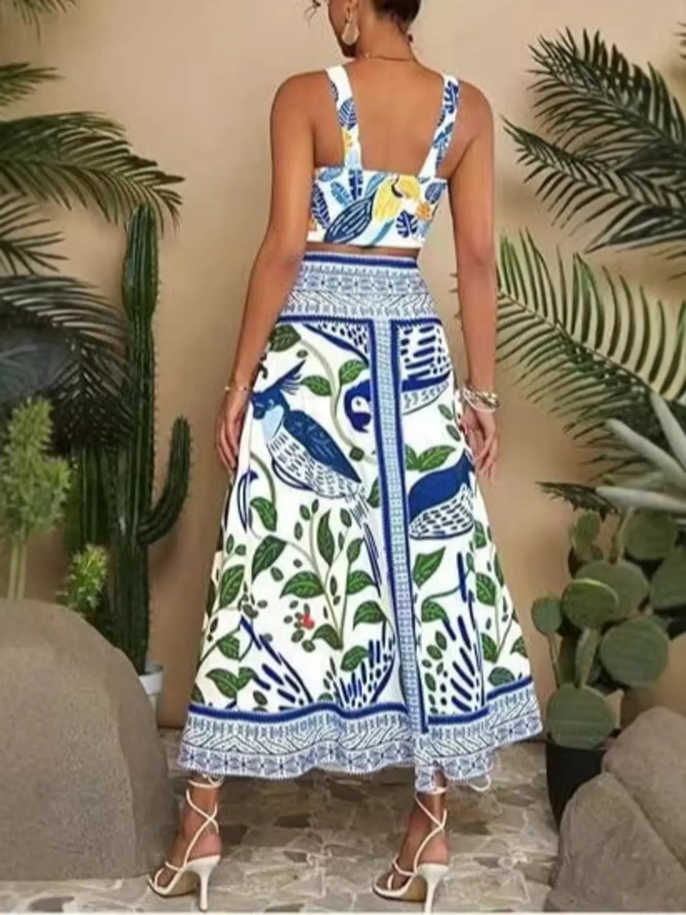 Floral Print Crop Top and Skirt Set  Style Ratio