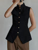 Stand Collar Button-Down Vest Coat  Style Ratio