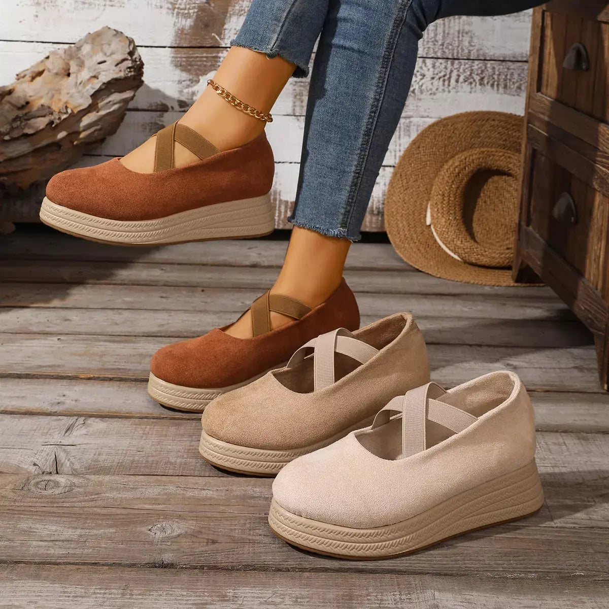 Crisscross Wedge Slip-Ons  Style Ratio