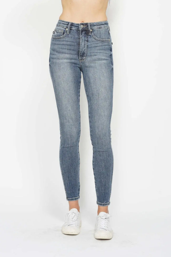 Judy Blue High Rise Contrast Wash Skinny Jeans Trendsi