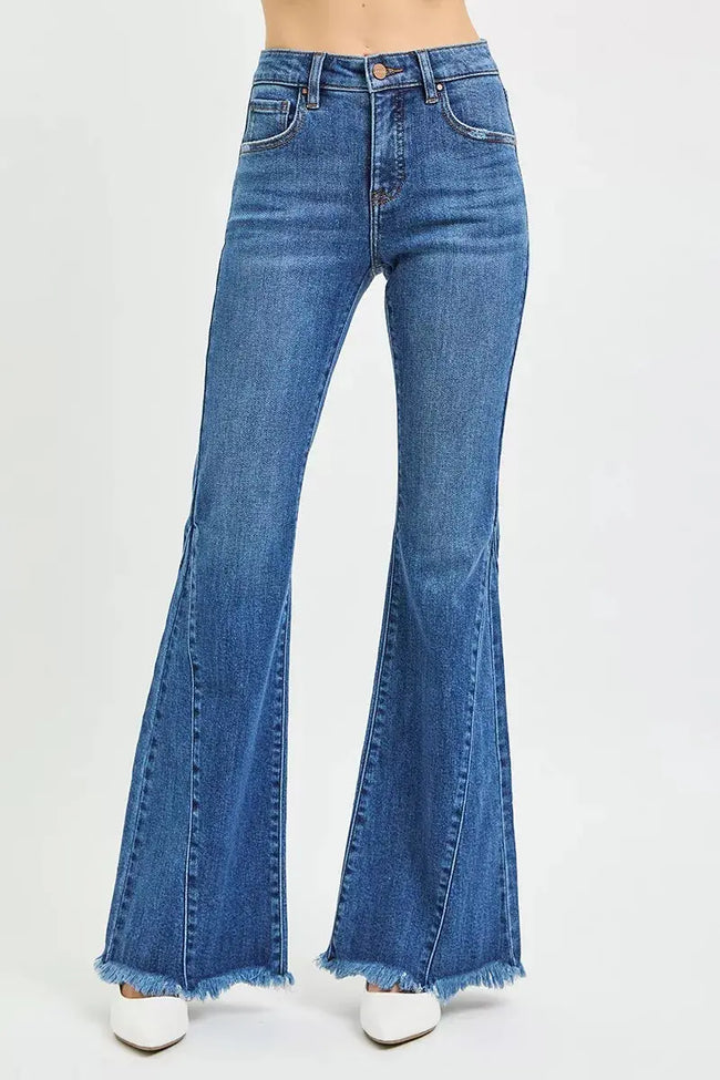 RISEN Mid Rise Flare Side Seam Detailing Jeans  Style Ratio