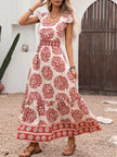 Printed V-Neck Cap Sleeve Dress  Style Ratio