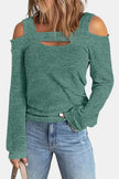 Full Size Cutout Shoulder Long Sleeve Shirt  Style Ratio