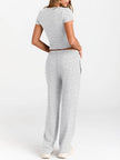 Round Neck Short Sleeve Shirt and Pants Loungewear  Style Ratio