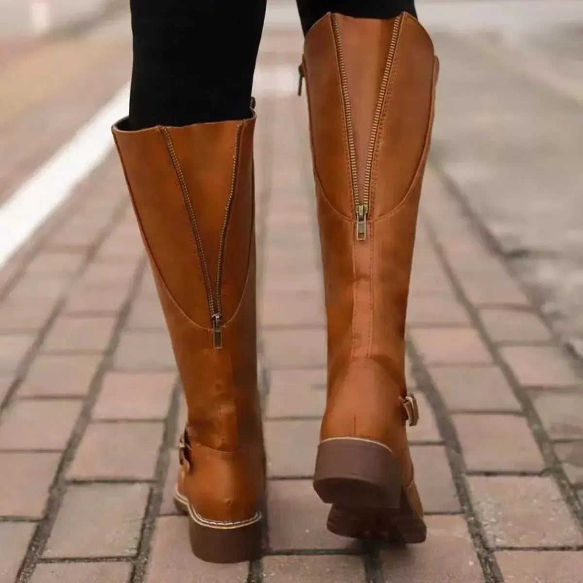 Round Toe Block Heels Boots  Style Ratio