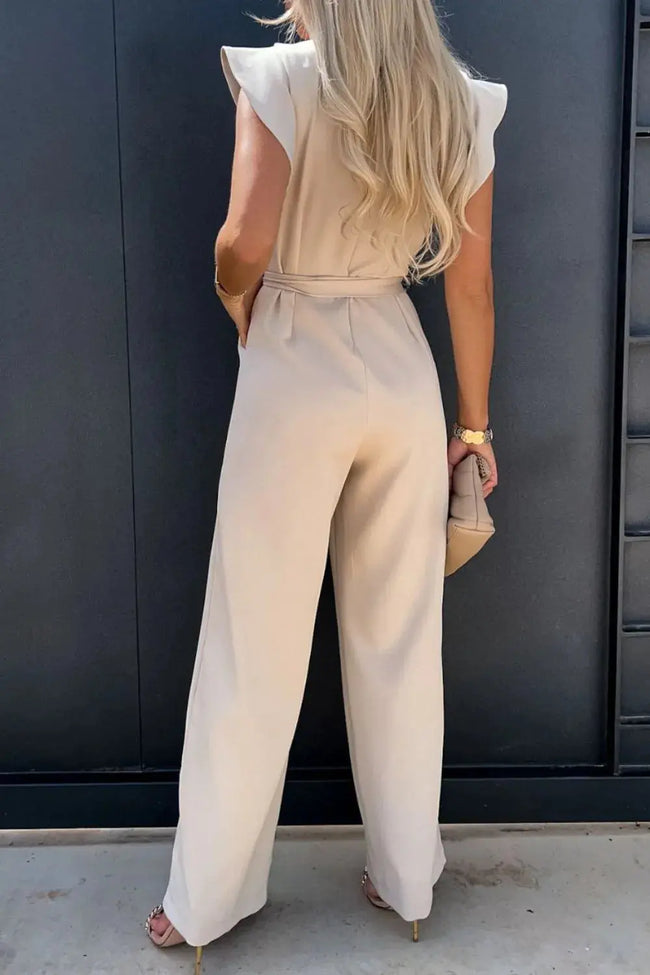 Round Neck Cap Sleeve Jumpsuit  Style Ratio