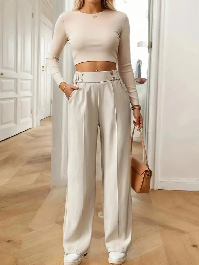 Full Size High Waisted Wide Leg Pants  Style Ratio