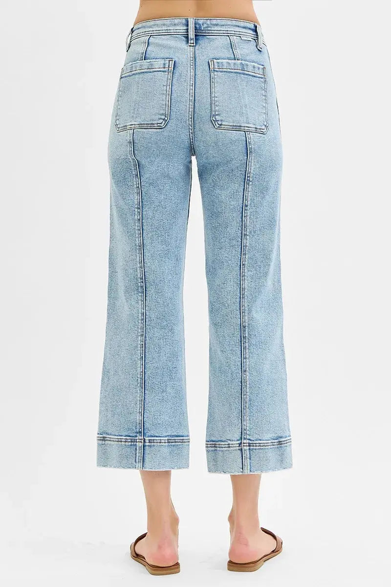 RISEN High Rise Crop Wide Front Seam Detailed Jeans  Style Ratio