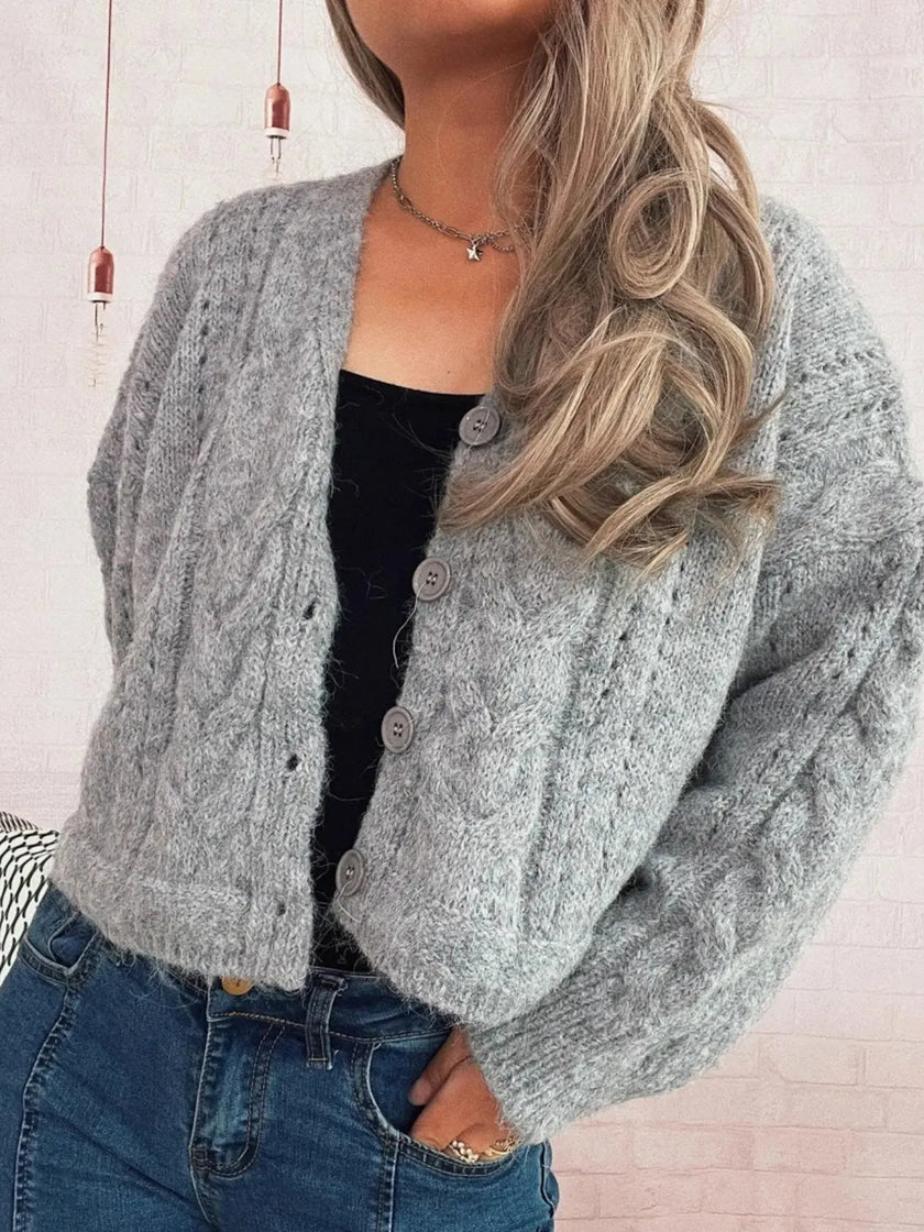 Cable Knit Button-Up Cardigan  Style Ratio