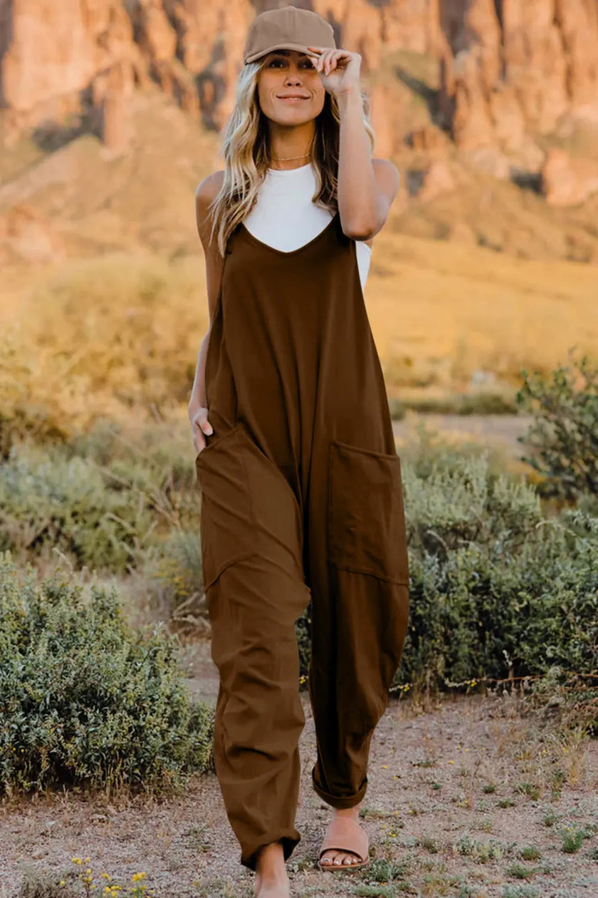 Double Take V Neck Sleeveless Jumpsuit with Pockets  Style Ratio