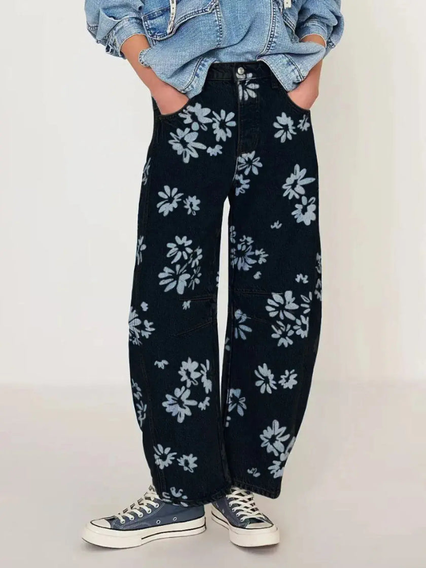 Printed Wide Leg Jeans  Style Ratio