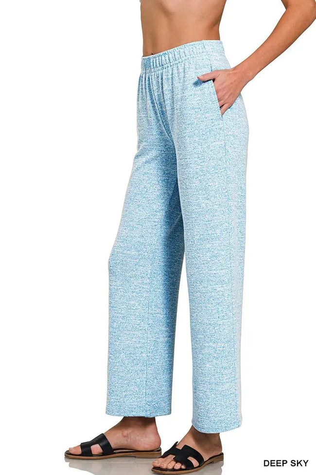 Zenana Soft Melange Hacci Elastic Waistband Lounge Pants  Style Ratio