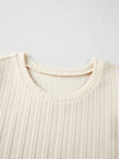 Textured Knit Round Neck Blouse  Style Ratio