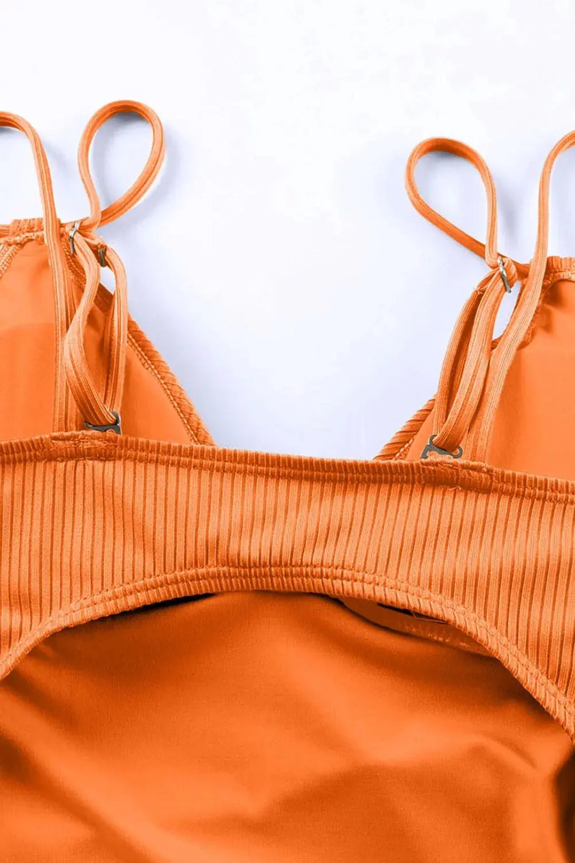 Drawstring Plunge One-Piece Swimwear  Style Ratio