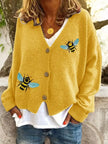 Bee Embroidered Button-Down Cardigan  Style Ratio