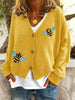 Bee Embroidered Button-Down Cardigan  Style Ratio