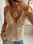 Sequin Embellished Halter Neck Cami  Style Ratio