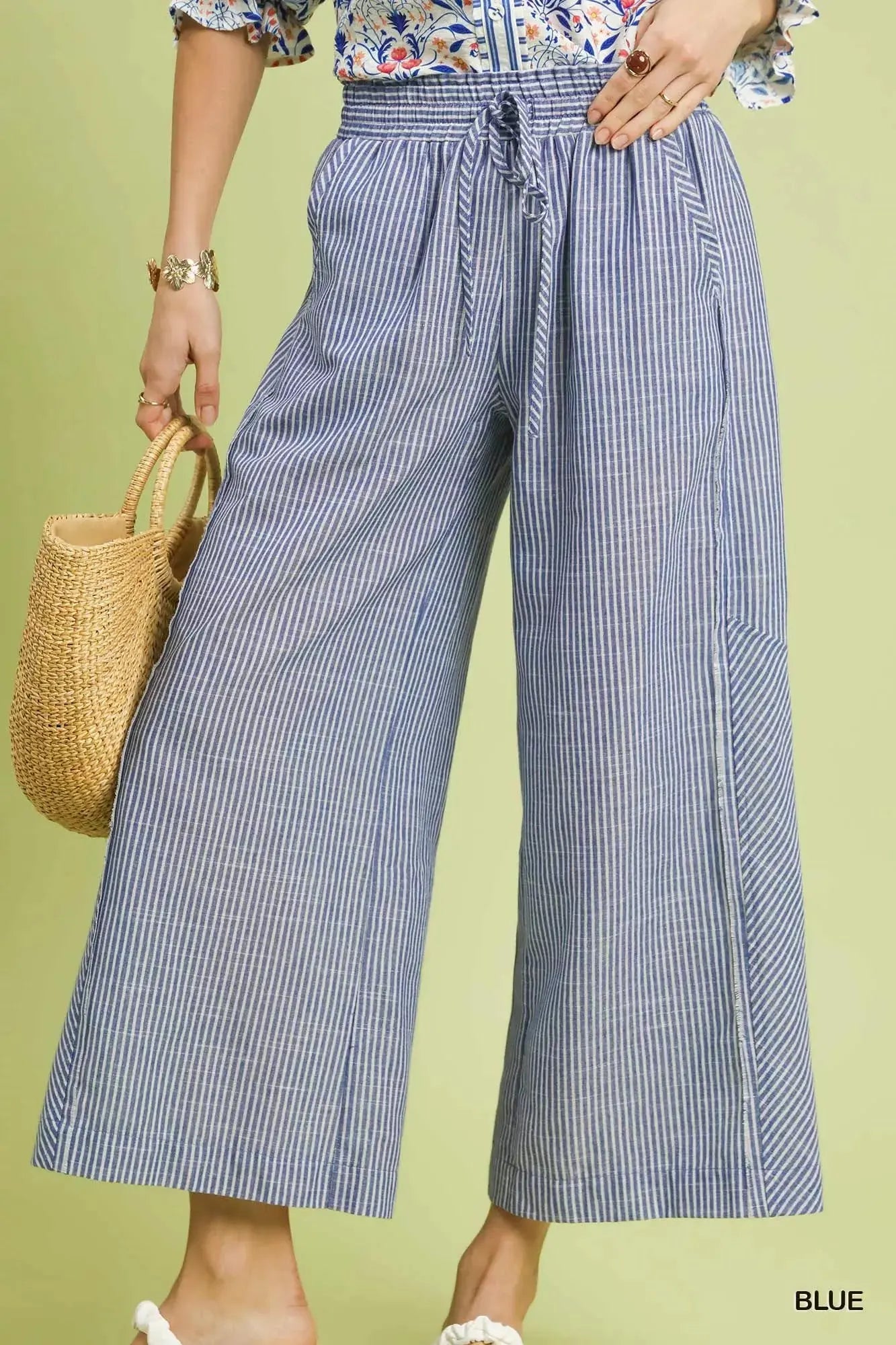 Umgee Linen Blend Striped Wide Leg Pants  Style Ratio