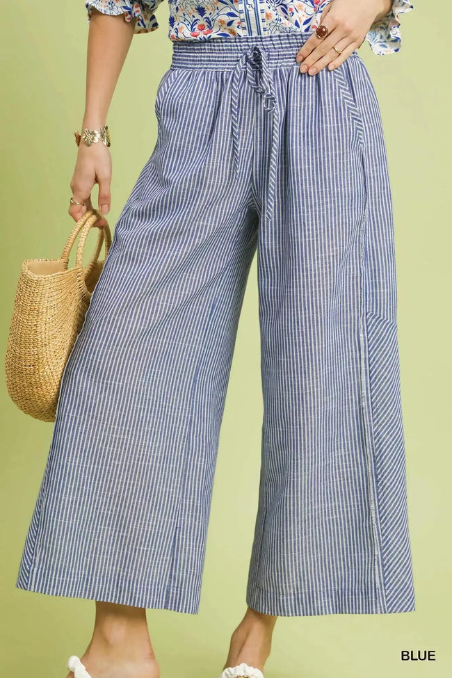 Umgee Linen Blend Striped Wide Leg Pants  Style Ratio