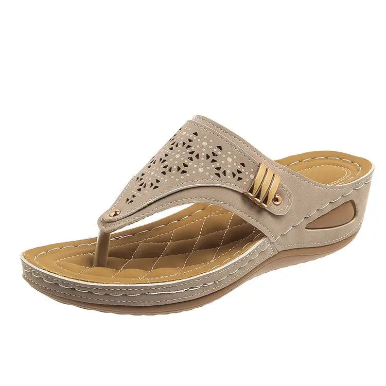 Round Toe Thick Bottom Herringbone Style Sandals - Style Ratio