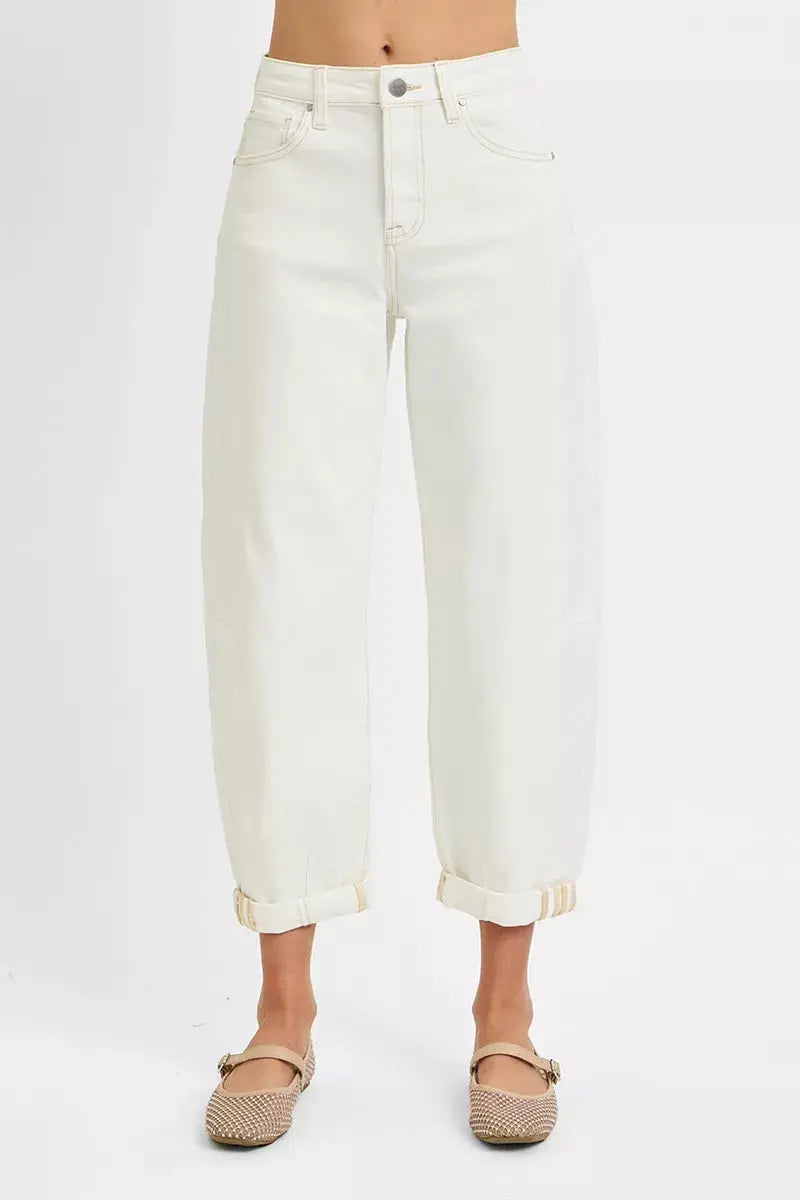 RISEN Full Size High Rise Barrel Cropped Jeans  Style Ratio