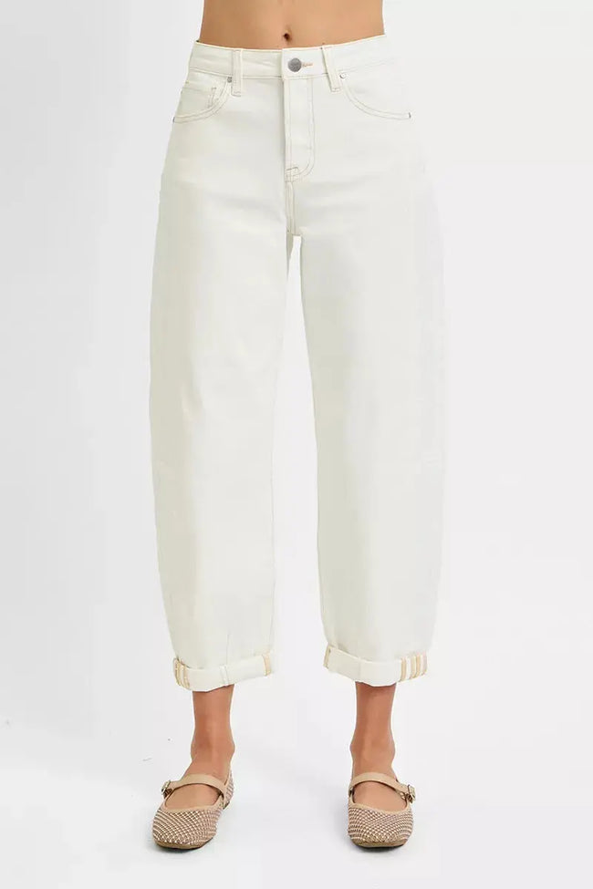 RISEN Full Size High Rise Barrel Cropped Jeans  Style Ratio