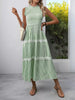 Smocked Striped Lace Trim Sleeveless Midi Dress  Style Ratio