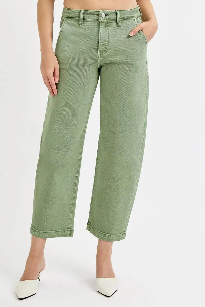 RISEN Tummy Control High Rise Crop Barrel Jeans  Style Ratio